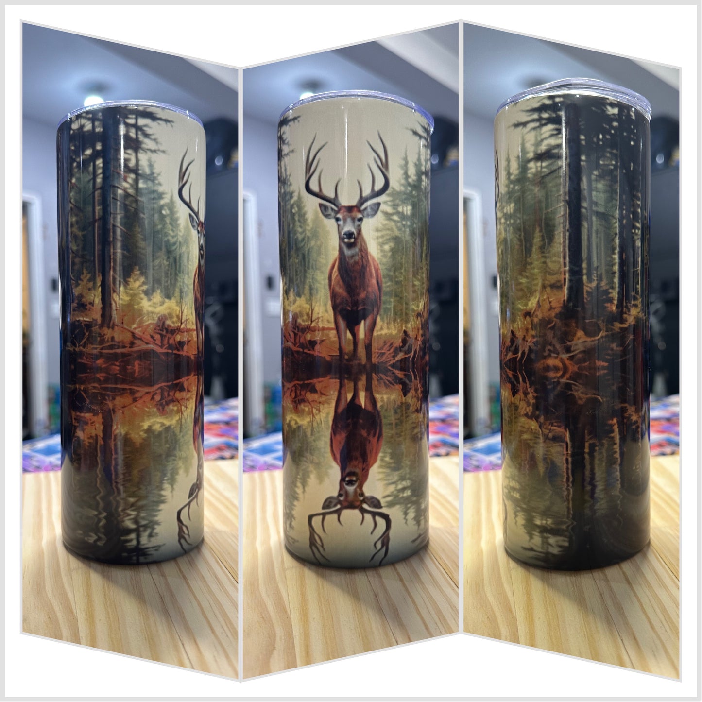 Buck Deer with Reflection in Water Tumbler