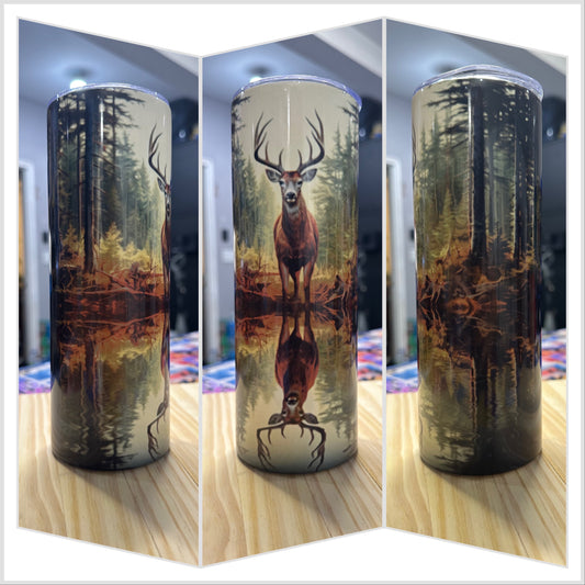 Buck Deer with Reflection in Water Tumbler