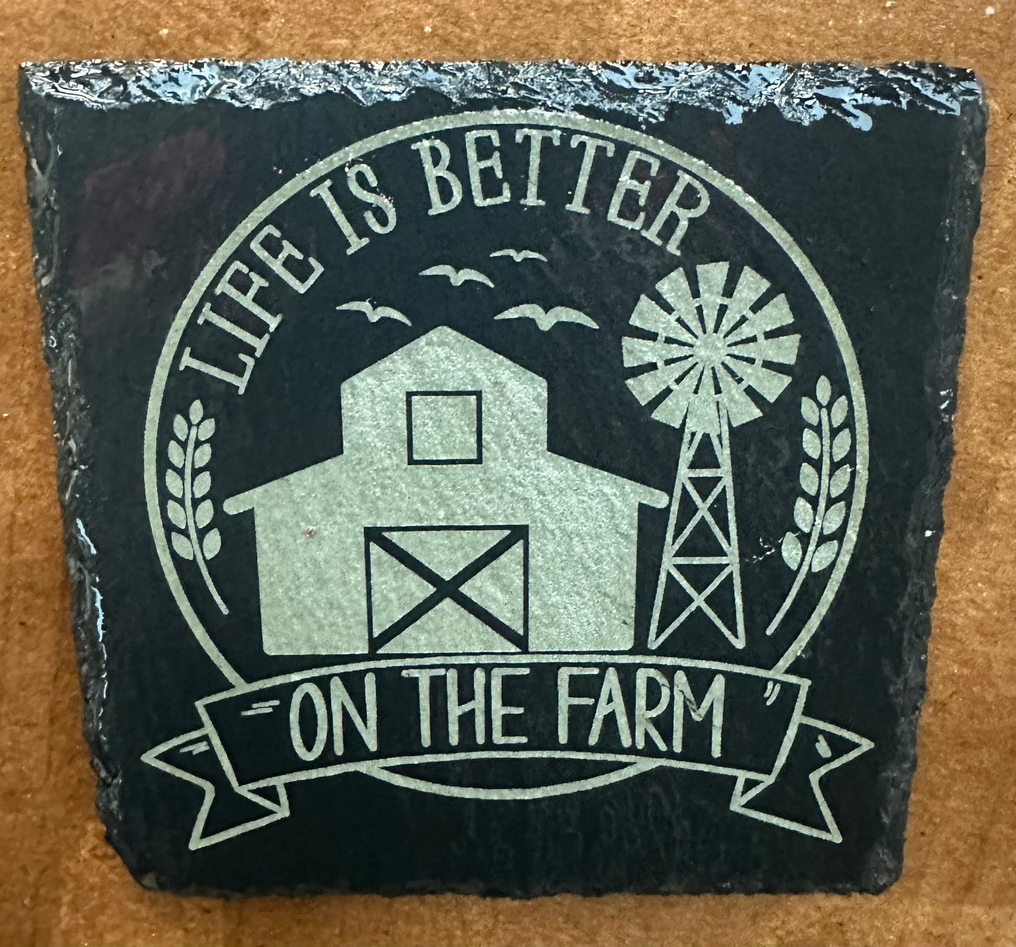 Life is Better on the Farm- Slate Drink Coasters (Set of 4)