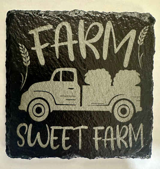Farm Sweet Farm - Slate Drink Coasters (Set of 4)