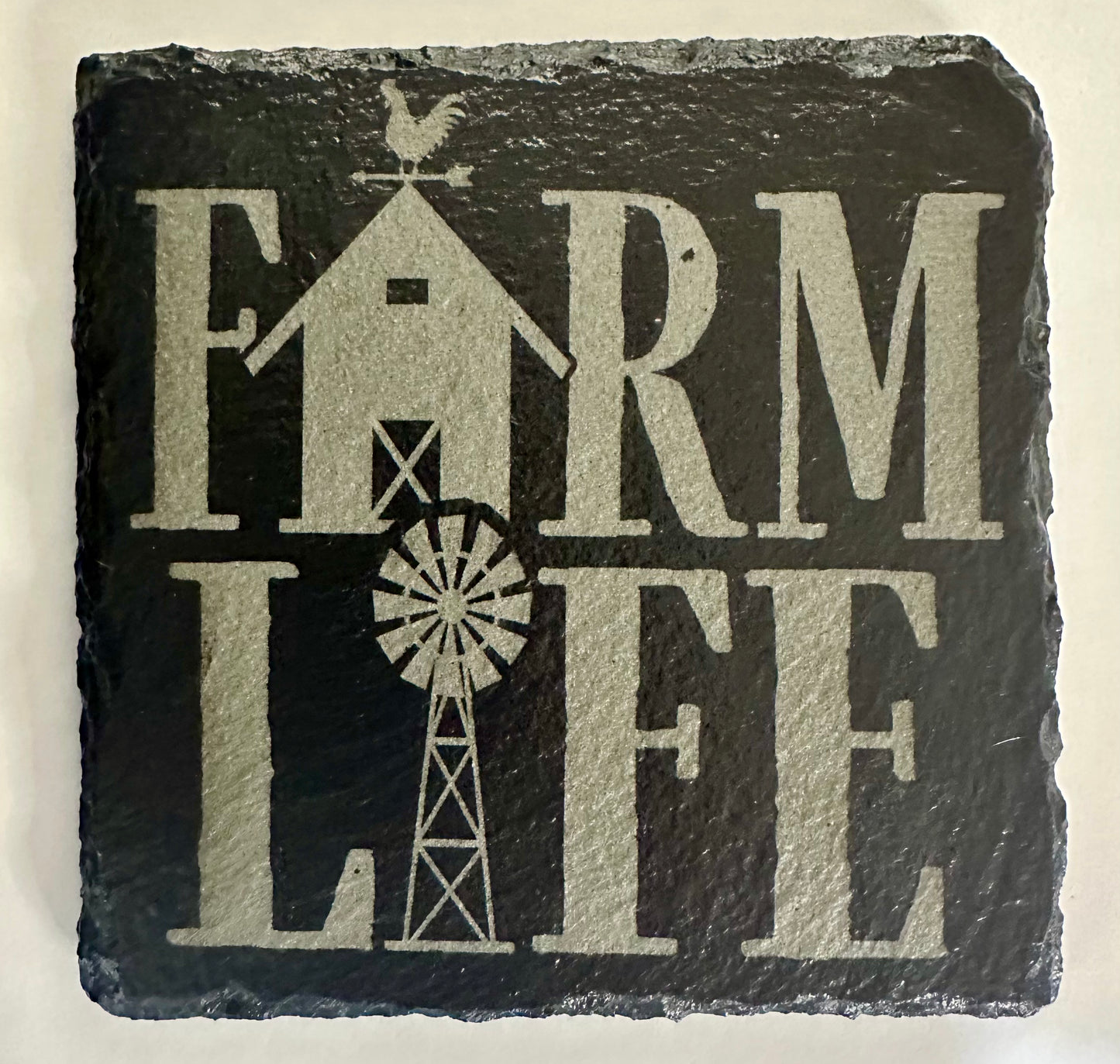 Farm Life Slate Drink Coasters (Set of 4)