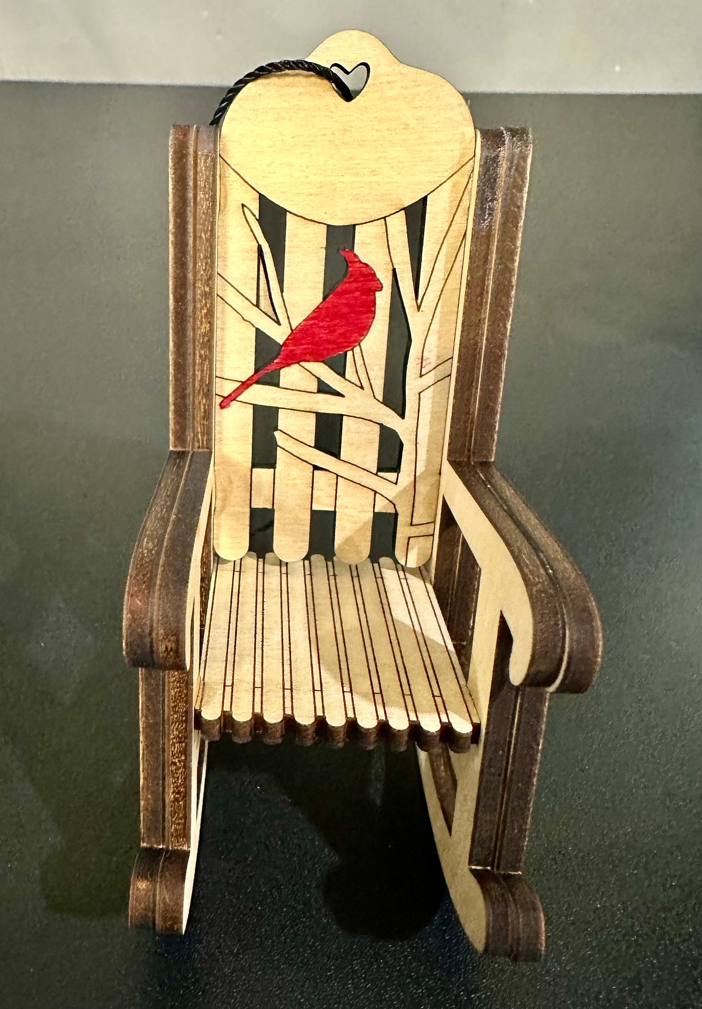 Rocking Chair with Cardinal Wooden Ornament