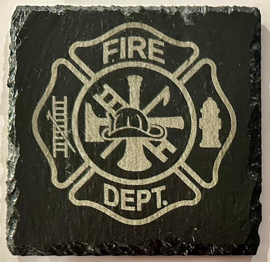 Fire Department- Slate Drink Coasters (Set of 4)